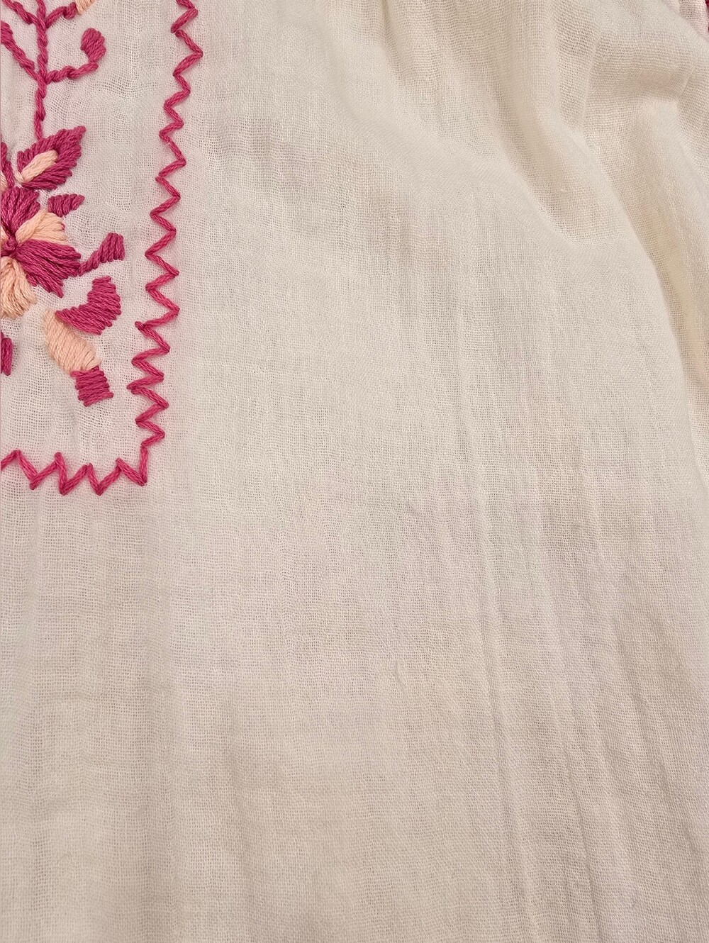 THML ivory cap-sleeve gauze Floral Embroidered Dress L - Picture 6 of 7